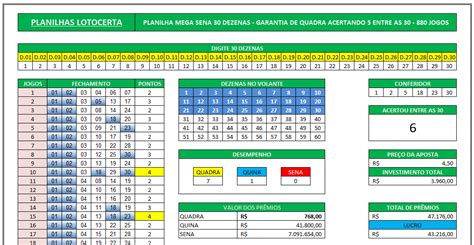 planilha desdobramento mega sena 30 dezenas grátis